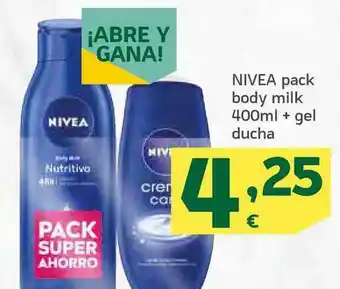 HiperDino Nivea Pack Body Milk + Gel Ducha 400ml oferta