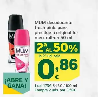 HiperDino Mum Desodorante Fresh Pink Pure Prestige U Original For Men 50ml oferta