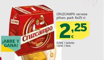 HiperDino Cruzcampo Cerveza Pilsen 6x25cl oferta