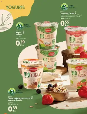 Lidl Milbona Yogur de frutas/Natural/Natutal con azúcar moreno de caña 150g oferta