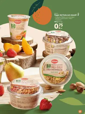 Lidl Milbons Yogur de fruta con muesli 150g oferta