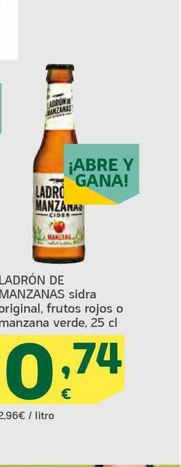 HiperDino Ladrón De Manzanas Sidra Original Frutos Rojos O Manzana Verde 25cl oferta