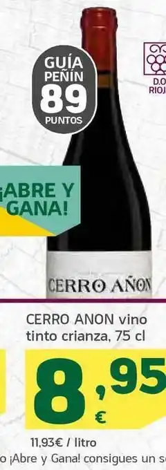 HiperDino Cerro Anon Vino Tinto Crianza 75cl oferta