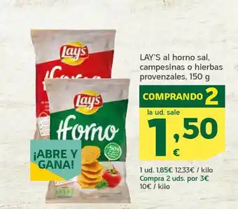 HiperDino Lay's Al Horno Sal Campesinas O Hierbas Provenzales 150g oferta