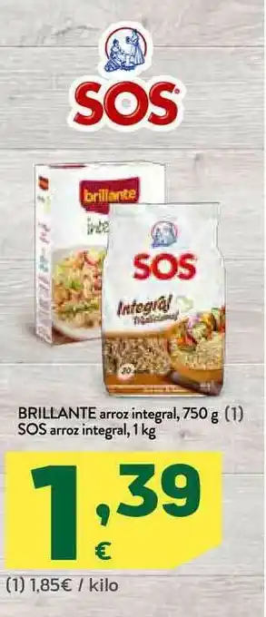 HiperDino Brillante Arroz Integral Sos Arroz Integral 750g oferta
