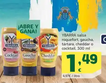 HiperDino Ybarra Salsa Roquefort Gaucha Tártara Cheddar O Cocktail 300ml oferta
