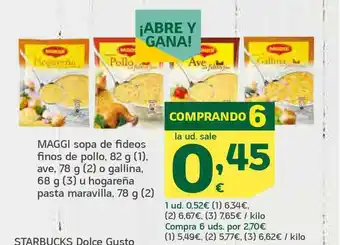 HiperDino Maggi Sopa De Fideos Finos De Pollo Ave O Gallina U Hogareña Pasta Maravilla 78g oferta