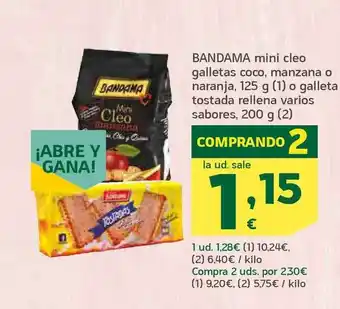 HiperDino Bandama Mini Cleo Galletas Coco Manzana O Naranja O Galleta Tostada oferta