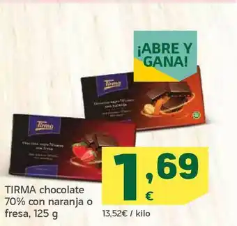 HiperDino Tirma Chocolate 70% Con Naranja O Fresa 125g oferta