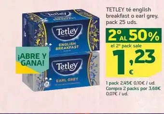 HiperDino Tetley Tetley Té English Breakfast O Earl Grey oferta