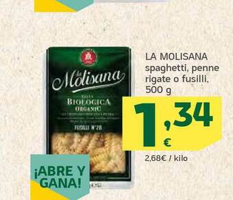 HiperDino La Molisana Spaghetti Penne Rigate O Fusilli 500g oferta