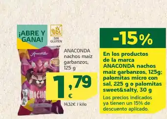 HiperDino Anaconda Nachos Maíz Garbanzos 125g oferta