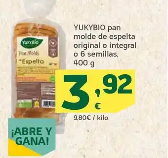 HiperDino Yukybio Pan Molde De Espelta Original O Integral O 6 Semillas 400g oferta