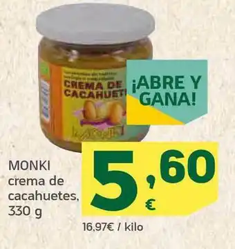 HiperDino Monki Crema De Cacahuetes 330g oferta