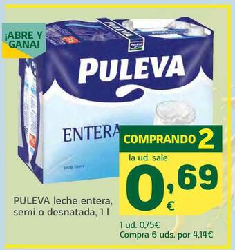 HiperDino Puleva Leche Entera Semi O Desnatada 1l oferta