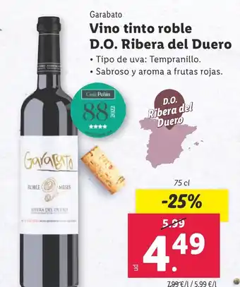 Lidl Vino tinto roble D.O. Ribera del Duero oferta