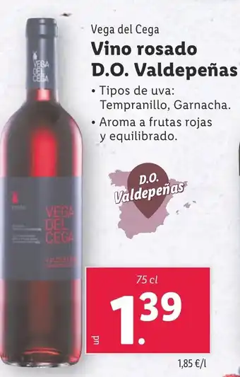 Lidl Vino rosado D.O.Valdepeñas oferta