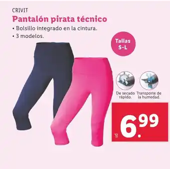 Lidl Pantalón pirata técnico • Bolsillo integrado en la cintura. 3 modelos. oferta