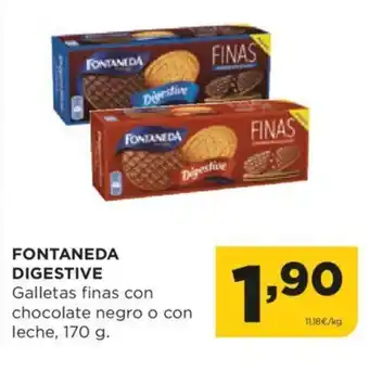 Alimerka FONTANEDA DIGESTIVE Galletas finas con chocolate negro o con leche, 170 g. oferta