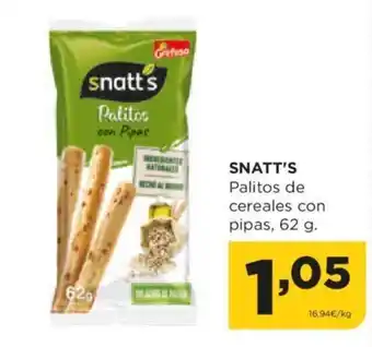 Alimerka SNATT'S Palitos de cereales con pipas, 62 g. oferta