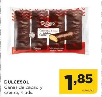 Alimerka DULCESOL Cañas de cacao y crema, 4 uds. oferta