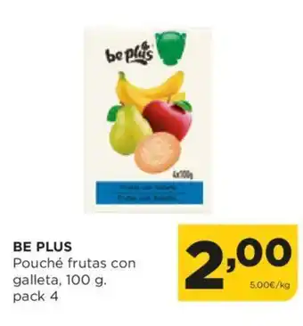 Alimerka BE PLUS Pouché frutas con galleta, 100 g. pack 4 oferta