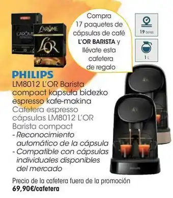 Eroski Philips Cafetera Espresso Cápsulas Lm8012 L'or Barista Compact oferta