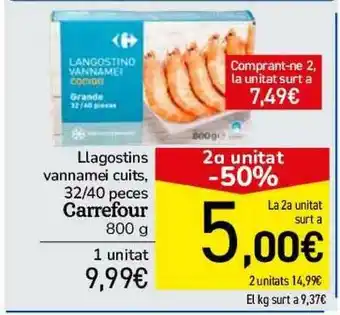 Andorra 2000 Llagostins Vannamie Cuits Carrefour 800g oferta