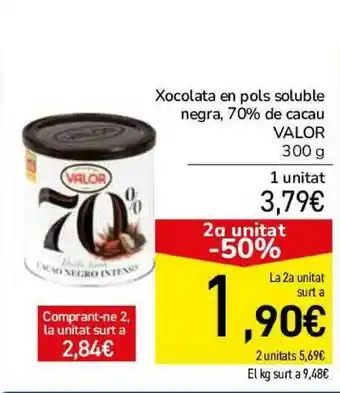 Andorra 2000 2a Unitat -50% Xocolata En Pols Soluble Negra 70% De Cacau Valor 300g oferta