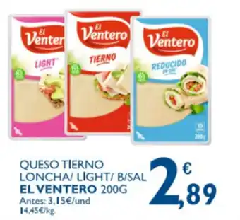Supermercados La Despensa El Ventero Queso tierno Loncha/Light/B/sal 200g oferta