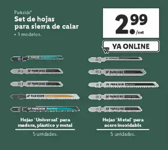Lidl Hojas para sierra de calar parkside oferta