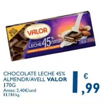 Supermercados La Despensa Valor Chocolate Leche 45% Almendr/Avell 70g oferta