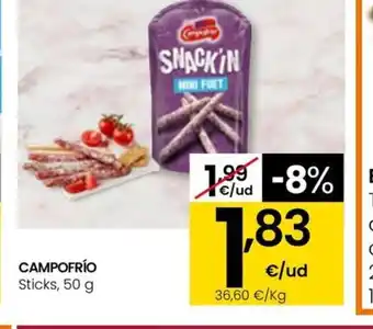 Eroski CAMPOFRÍO Sticks, 50 g oferta