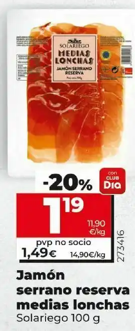 Dia Market Jamón serrano oferta