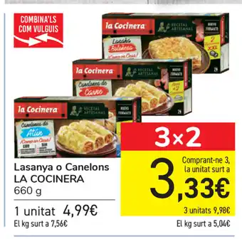 Carrefour La Cocinera Lasanya o Canelons 660g oferta