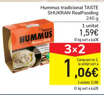 Carrefour Taste Shukran Hummus tradicional RealFooding 240g oferta