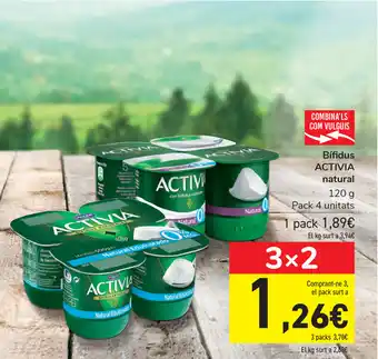 Carrefour Activia Bífídus natural 120g Pack 4 unitats oferta