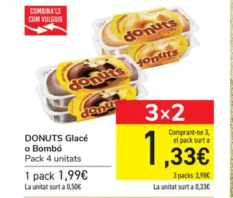 Carrefour Donuts Glacé o Bombó Pack 4 unitats oferta