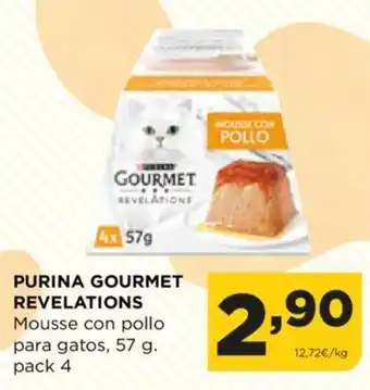 Alimerka PURINA GOURMET REVELATIONS Mousse con pollo para gatos, 57 g. pack 4 oferta