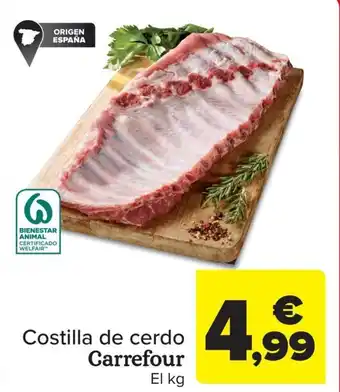 Carrefour Costilla de cerdo Carrefour El kg oferta