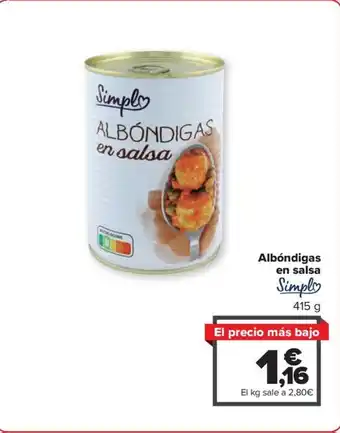 Carrefour Albóndigas en salsa oferta