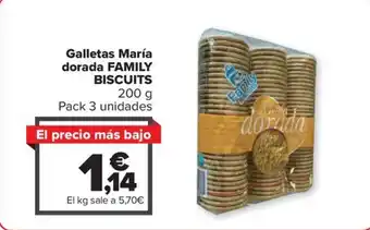 Carrefour Galletas María dorada FAMILY BISCUITS 200 g oferta