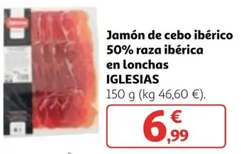 Alcampo Jamón de cebo ibérico 50% raza ibérica en lonchas IGLESIAS oferta