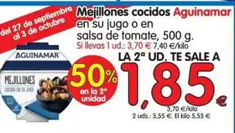 Alimerka Mejollones cocidos Aguinamar en su jugo o en salsa de tomate, 500g oferta