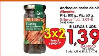 Alimerka Alimerka Anchoa en aceite de oliva 100g oferta