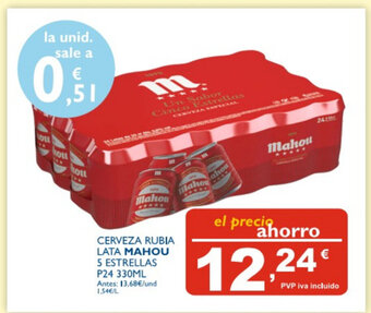 Cash Ecofamilia Cerveza Rubia Lata Mahou 5 Estrellas P24 330ml oferta
