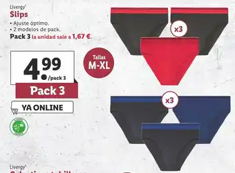 Lidl Livergy Slips Pack 3 Tallas M-XL oferta