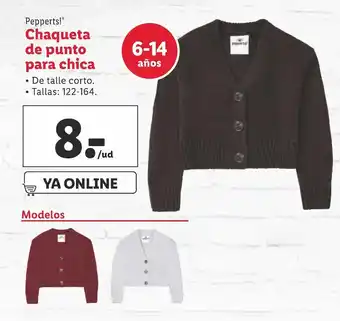 Lidl Pepperts Chaqueta de punto para chica Tallas 122 - 164 6 - 14 años oferta