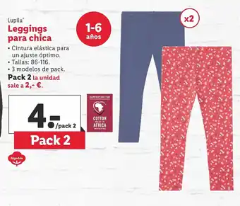 Lidl Lupilu Leggings para chica Pack 2 Tallas 86 - 116 1 - 6 años oferta