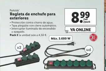 Lidl Parkside Regleta de enchufe para exteriores Pack 2 Máx 3.680 W oferta